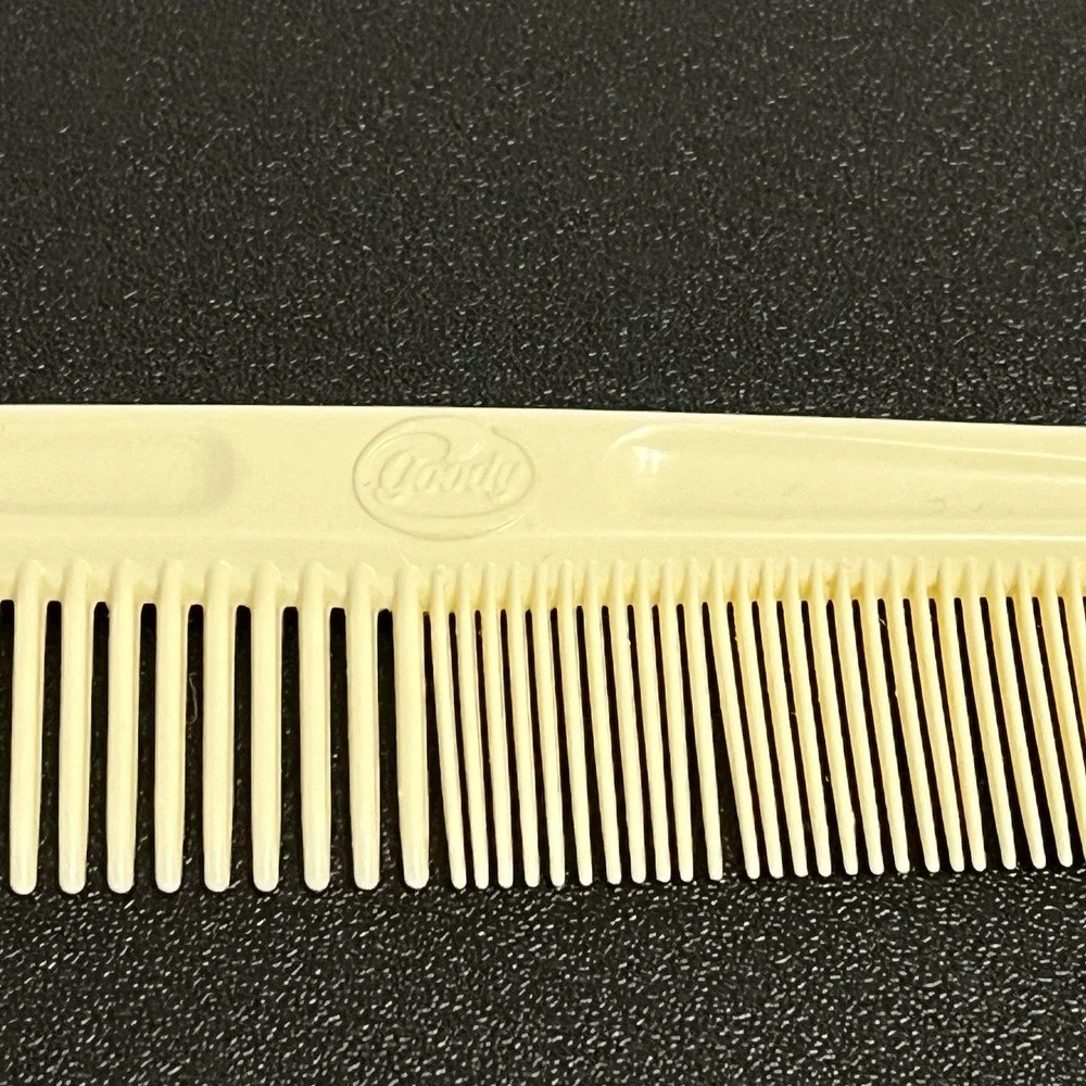 Vintage Goody Hair Comb Cream Ivory Color Wide & Tight Teeth Slim Unbreakable